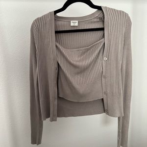 Abercrombie & Fitch Taupe Cardigan with tube top that detaches. Never worn